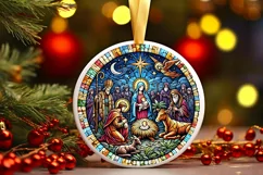 Round Christmas Ornament Sublimation|Clipart Product Image 1