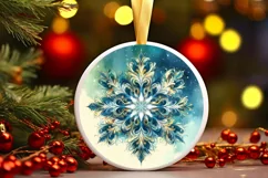 Snow Flake Christmas Round Cute Ornament Sublimation Product Image 2