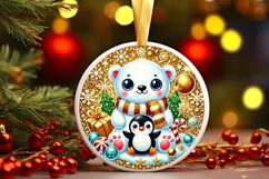 Round Christmas Ornament Sublimation|Clipart Product Image 2