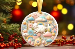 Round Christmas Ornament Sublimation|Clipart Product Image 1