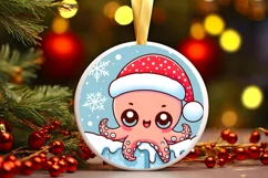 Round Christmas Ornament Sublimation|Clipart Product Image 1