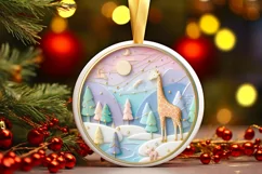 Gorgeous Giraffe Winter Ornament Sublimation PNG Product Image 1