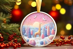 Colorful Pastel Round Winter Scene with Giraffe and Product Image 3