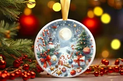 Watercolor Christmas Scene Sticker Sublimation PNG Product Image 3