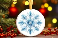 Snow Flake Christmas Round Cute Ornament Sublimation Product Image 2