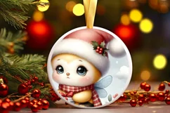 Cute Winter Bee Christmas Sticker Sublimation PNG Product Image 3