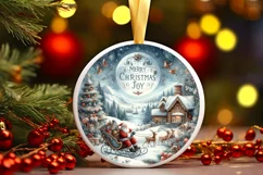 Watercolor Christmas Scene Sticker Sublimation PNG Product Image 3