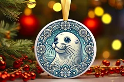 Round Christmas Ornament Sublimation|Clipart Product Image 1