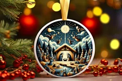 Round Christmas Ornament Sublimation|Clipart Product Image 1