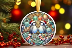 Round Christmas Ornament Sublimation|Clipart Product Image 2