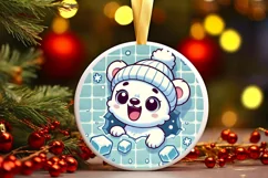 Round Christmas Ornament Sublimation|Clipart Product Image 1