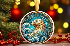 Round Christmas Ornament Sublimation|Clipart Product Image 1