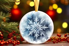 Snow Flake Christmas Round Cute Ornament Sublimation Product Image 2