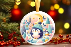 Round Christmas Ornament Sublimation|Clipart Product Image 1