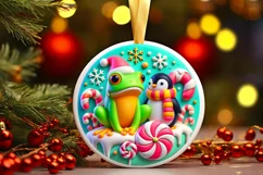 Round Christmas Ornament Sublimation|Clipart Product Image 2