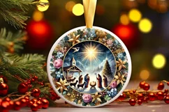 Round Christmas Ornament Sublimation|Clipart Product Image 2