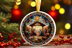 Round Christmas Ornament Sublimation|Clipart Product Image 2