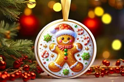 Round Christmas Ornament Sublimation|Clipart Product Image 1