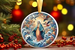 Round Christmas Ornament Sublimation|Clipart Product Image 1