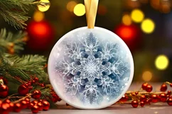 Snow Flake Christmas Round Cute Ornament Sublimation Product Image 2