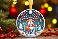 Round Christmas Ornament Sublimation|Clipart Product Image 2