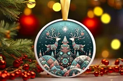 Round Christmas Ornament Sublimation|Clipart Product Image 1