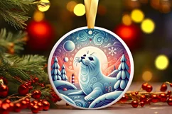 Round Christmas Ornament Sublimation|Clipart Product Image 1