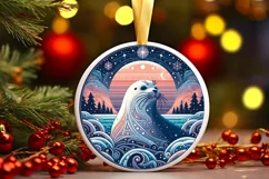 Round Christmas Ornament Sublimation|Clipart Product Image 1