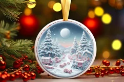 Pastel Christmas Candy Scene Round Ornament Sublimation PNG Product Image 1