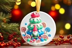 Round Christmas Ornament Sublimation|Clipart Product Image 2
