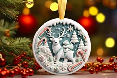 Round Christmas Ornament Sublimation|Clipart Product Image 2