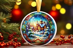 Round Christmas Ornament Sublimation|Clipart Product Image 2