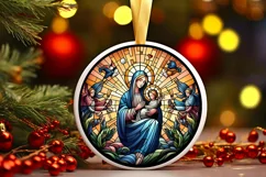 Round Christmas Ornament Sublimation|Clipart Product Image 2