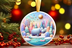 Round Christmas Ornament Sublimation|Clipart Product Image 1