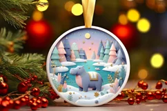 Round Christmas Ornament Sublimation|Clipart Product Image 1