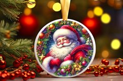 Santa Watercolor Round Ornament Sublimation PNG Product Image 3
