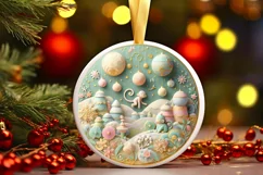 Round Christmas Ornament Sublimation|Clipart Product Image 1