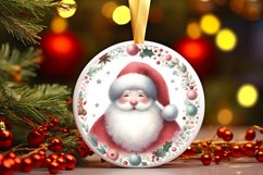Santa Watercolor Round Ornament Sublimation PNG Product Image 3