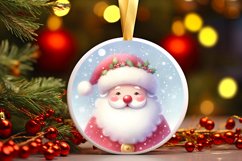 Santa Watercolor Round Ornament Sublimation PNG Product Image 1
