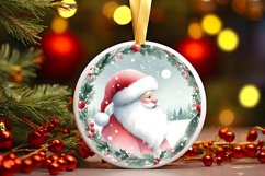 Santa Watercolor Round Ornament Sublimation PNG Product Image 3