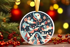 Round Christmas Ornament Sublimation|Clipart Product Image 1