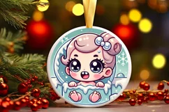 Round Christmas Ornament Sublimation|Clipart Product Image 1