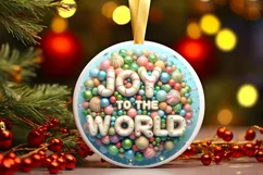 Joy To The World Round Cute Ornament Sublimation Product Image 2