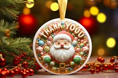 Thank You Christmas Round Cute Ornament Sublimation Product Image 2