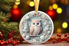 Christmas Round Owl Animal Ornament Sublimation Product Image 2