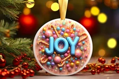Joy Night Christmas Round Cute Ornament Sublimation Product Image 2