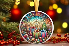 Round Christmas Ornament Sublimation|Clipart Product Image 2
