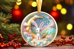 Colorful Pastel Round Scene with Bunny and Golden Insertions Product Image 3