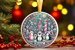 Round Christmas Ornament Sublimation|Clipart Product Image 1