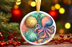 Round Christmas Ornament Sublimation|Clipart Product Image 1